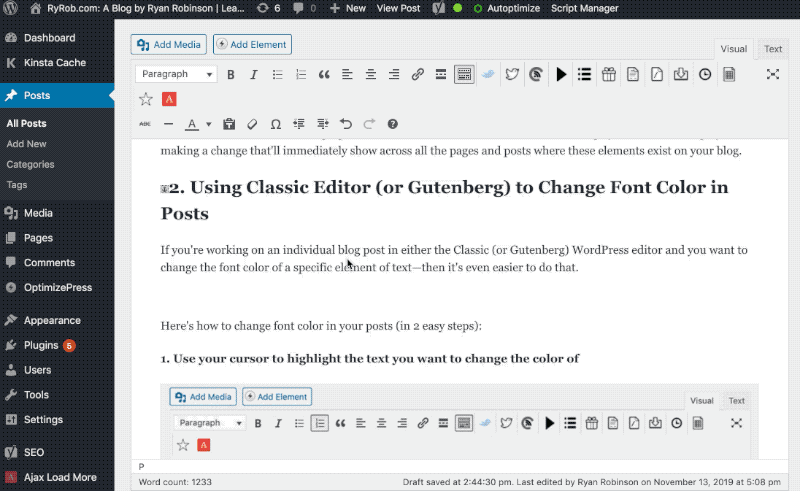 How to Change Font Color in WordPress Video