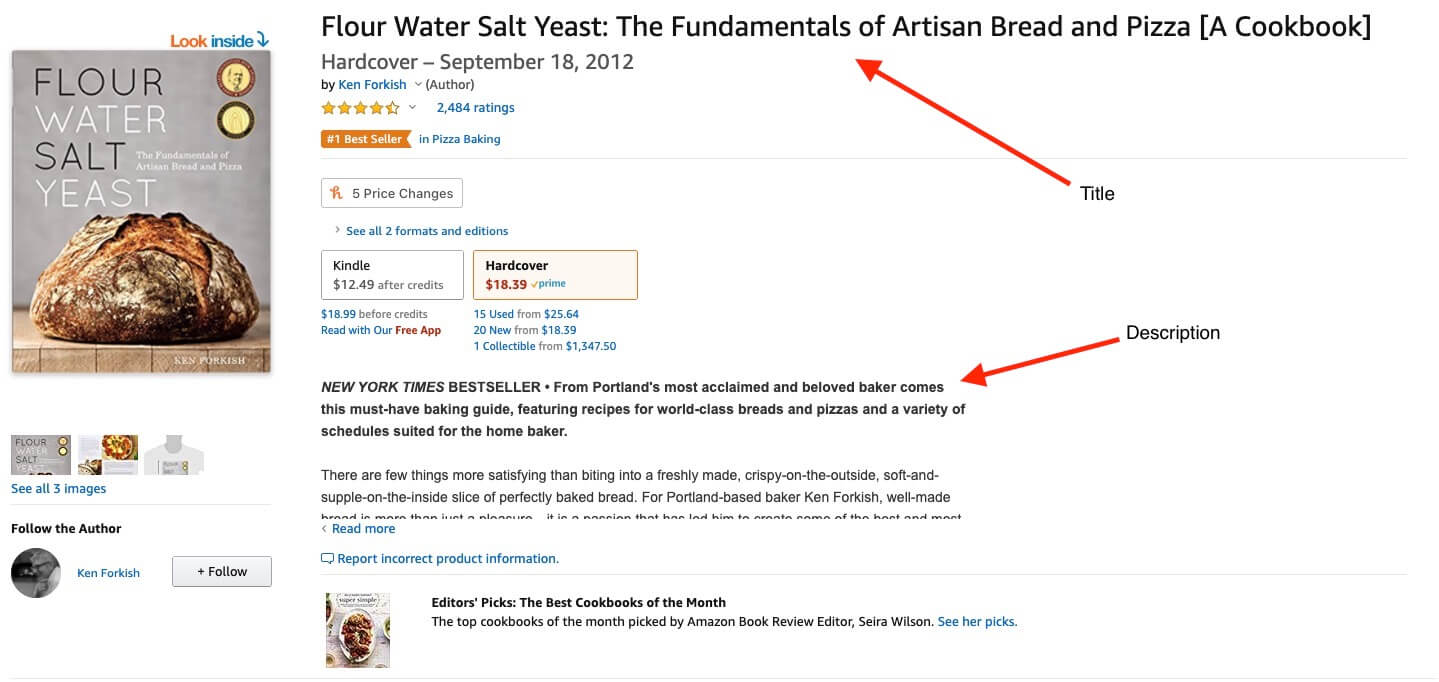 Amazon eBook Listing Example (Bread Baking Screenshot) Title