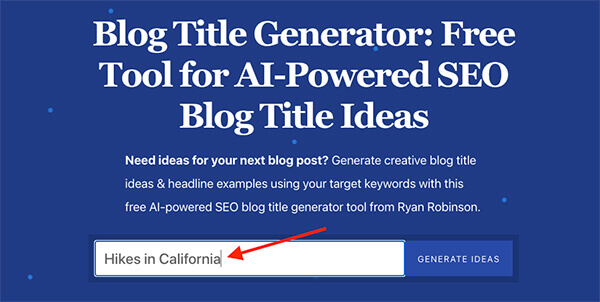 Blog Title Generator Tool (Free) Example of Keyword Phrase in Search Engine Screenshot of Using