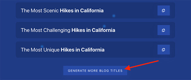 Click to Generate More Blog Titles (Button) Screenshot