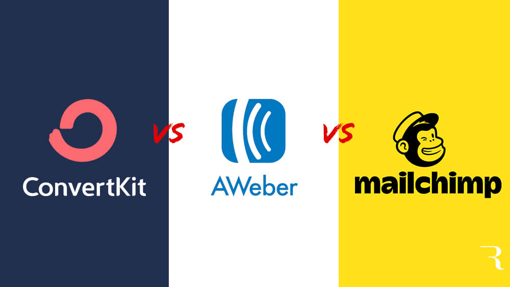ConvertKit vs AWeber vs Mailchimp Best Email Marketing Tool for Bloggers by Ryan Robinson on ryrob red vs