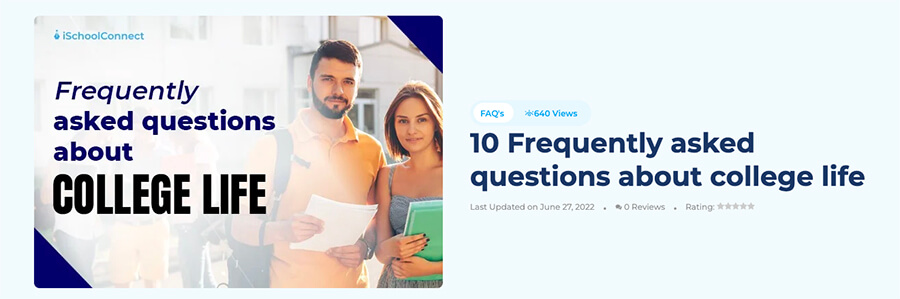 Frequently Asked Questions (FAQs) Content Type Example Screenshot