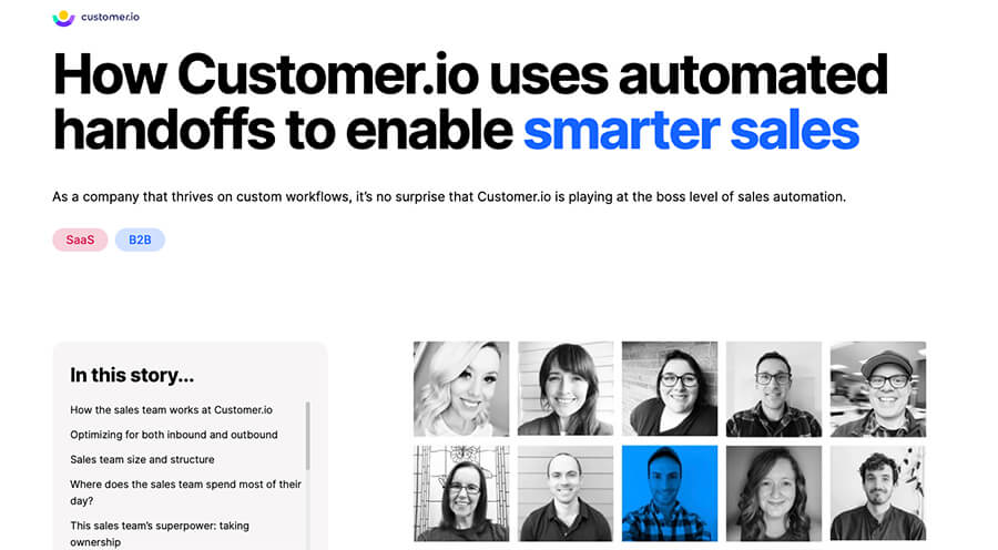 How to Create Customer Case Studies in Your Content Marketing Strategy (Screenshot of Close Customerio Example)