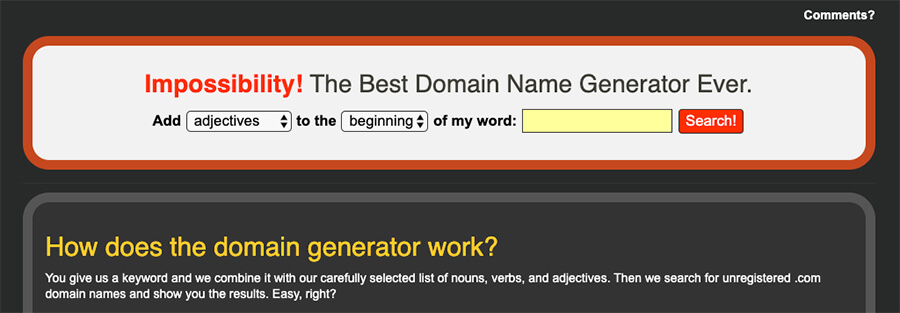 Impossibility Domain Name Generator