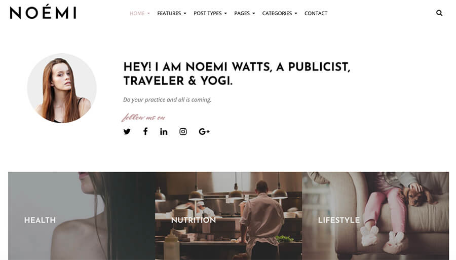 Noemi WordPress Theme for Lifestyle Bloggers