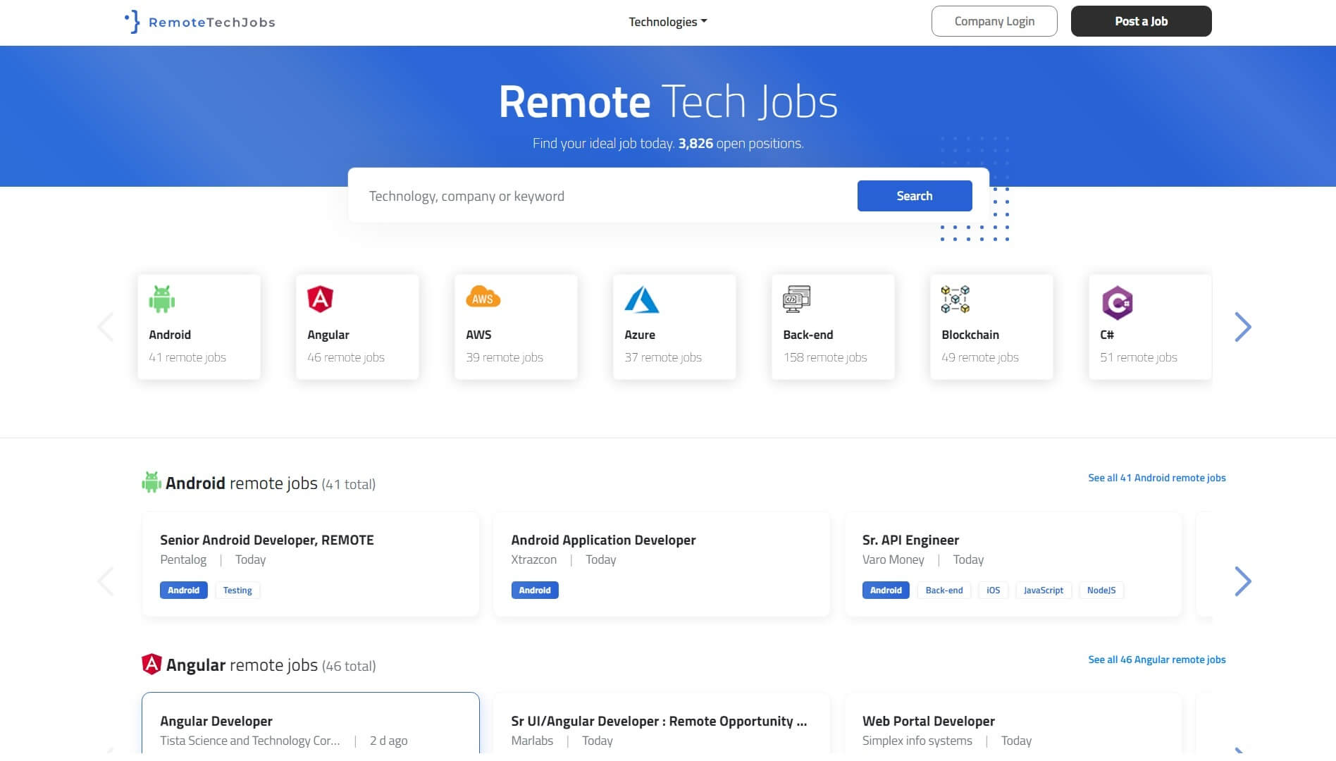 Remote Tech Jobs (Website Screenshot)