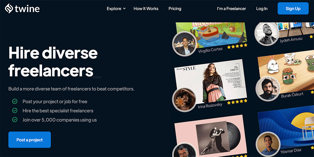 Twine Freelance Jobs Marketplace Website (Curated and Diverse Freelancers)