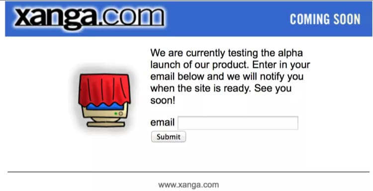 Xanga Coming Soon Screenshot in the History of Blogging Optimized