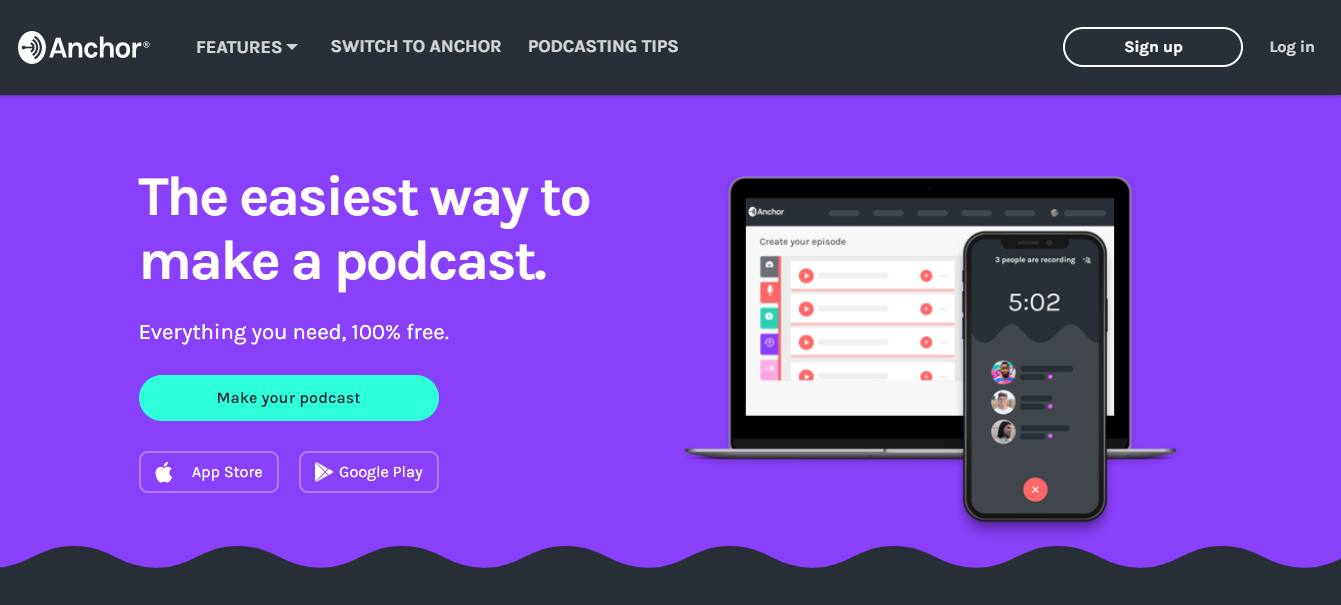 Anchor Best Free Podcast Hosting Platform (Homepage Screenshot)