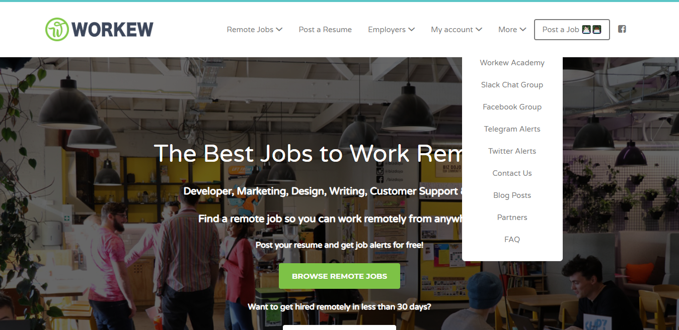Workew Remote Blogging Jobs Screenshot (Example)