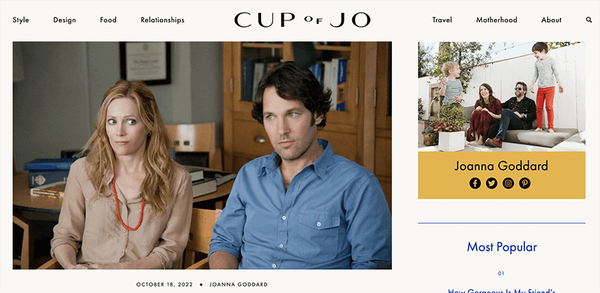 Cup of Jo Blog Style Example (Joanna Goddard) Screenshot