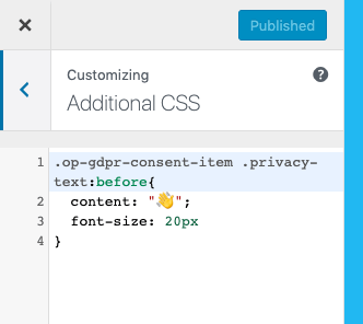 Custom CSS in Additional Settings