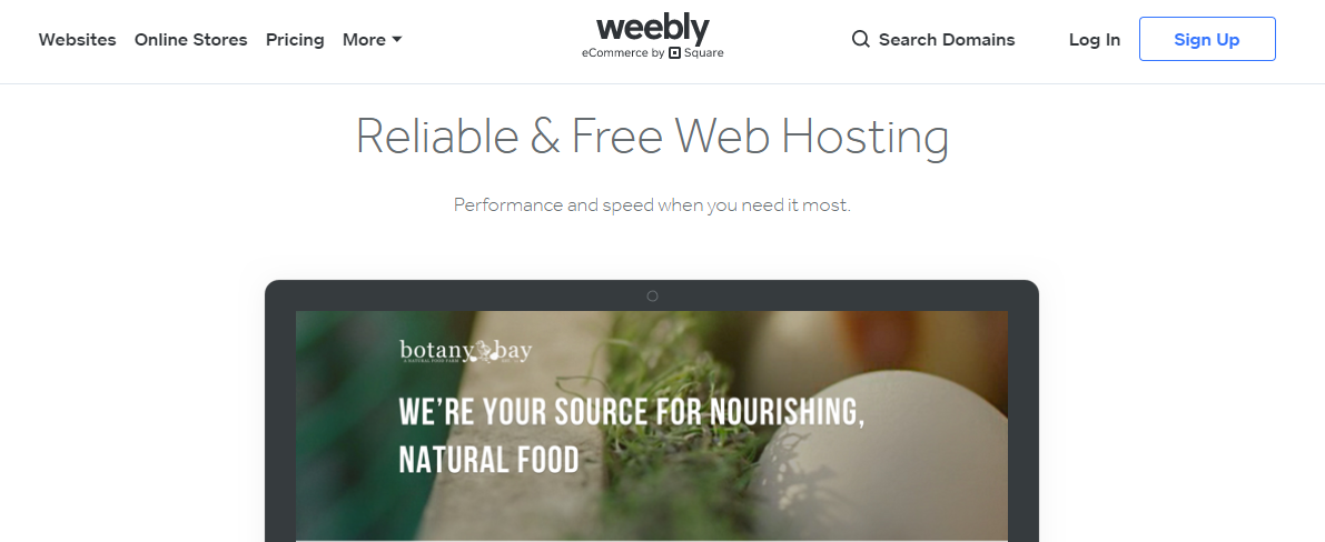 Weebly Homepage Screenshot and Explainer of Their Free Web Hosting Plans