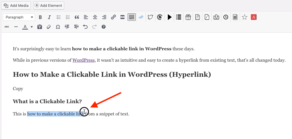Highlight Clickable Link Text in WordPress