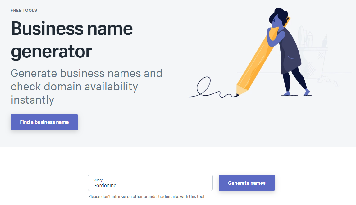 Shopify's Business Name Generator Tool
