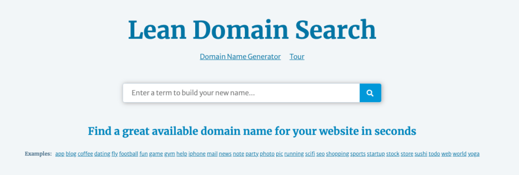 Lean Domain Search (Screenshot)