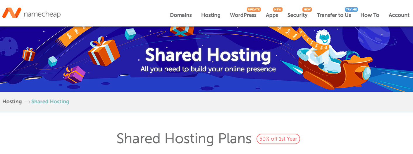 Namecheap Homepage Screenshot Cheap Hosting Plans and Options