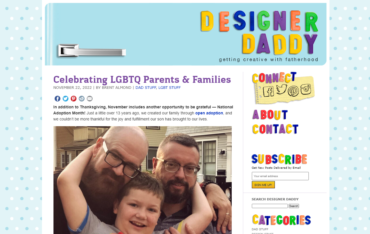 Designer Daddy Personal Blogger Example (Screenshot)