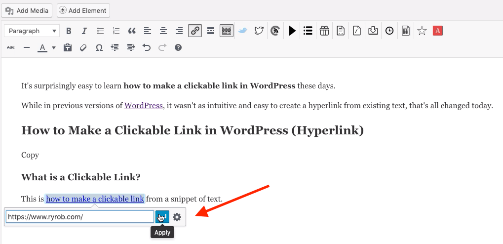 Pasting in Target URL to Make Clickable Link
