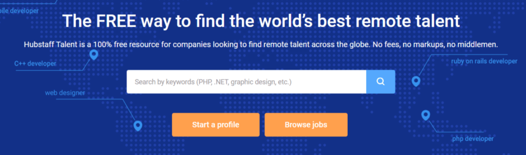 HubStaff Talent Homepage Screenshot