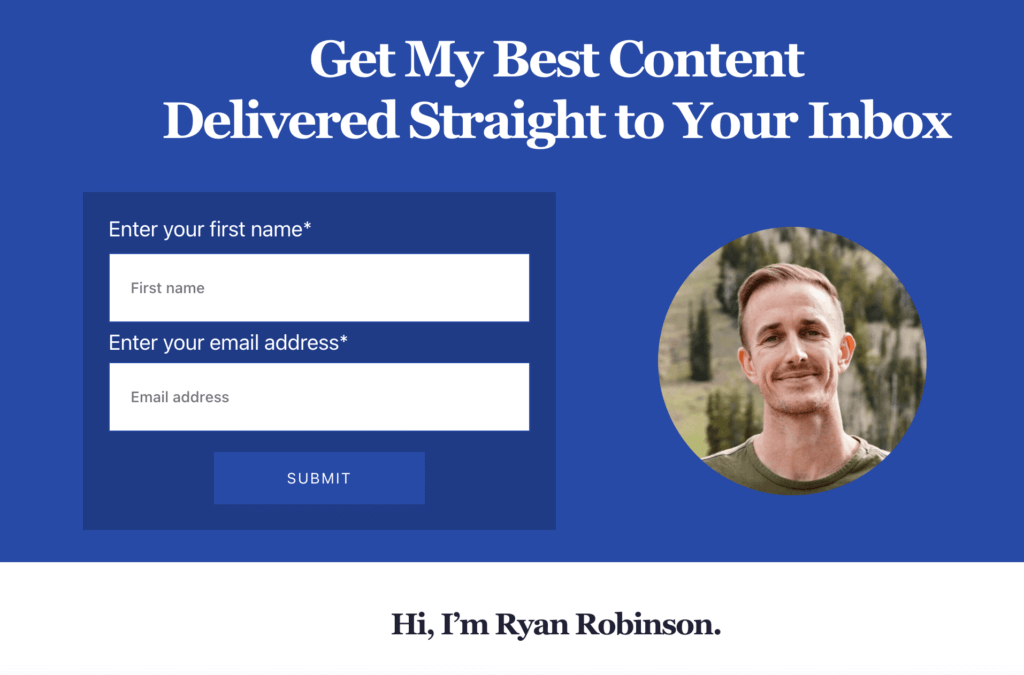 Ryan Robinson Affiliate Marketing Blogger Email Newsletter Example