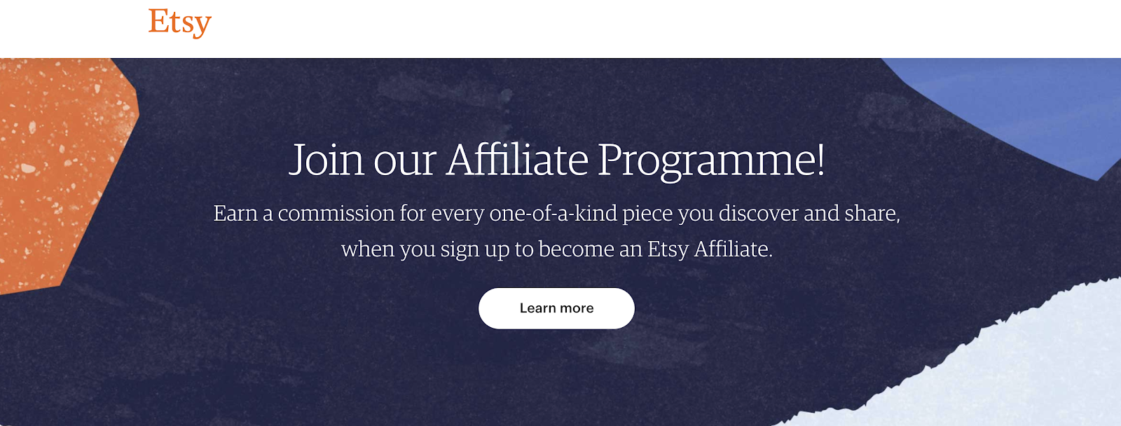 Etsy's Affiliate Program Landing Page (Screenshot)