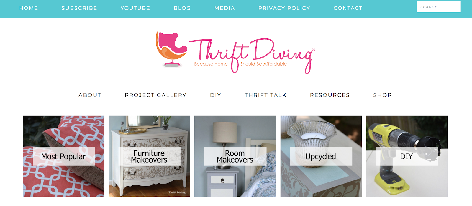 Thrift Diving Craft Blog Example (Screenshot)