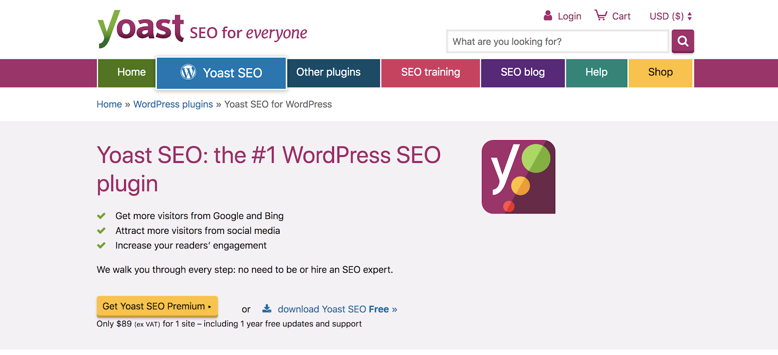 Yoast SEO WordPress Plugin for Bloggers (Homepage Screenshot)