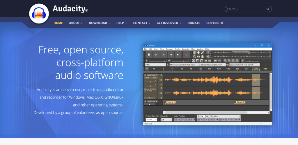 Audacity Free Podcast Editing Software Screenshot