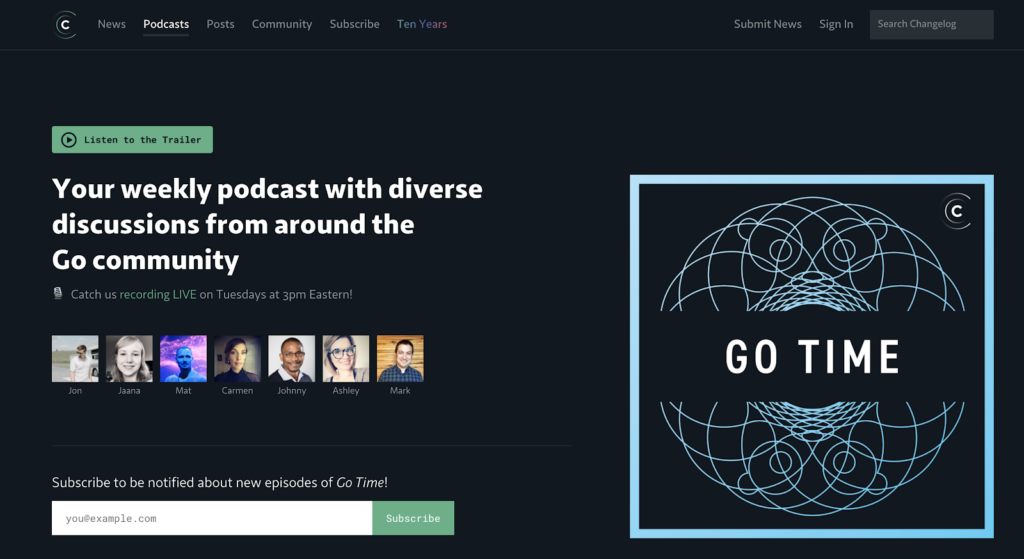 Go Time Podcast (Screenshot) Example