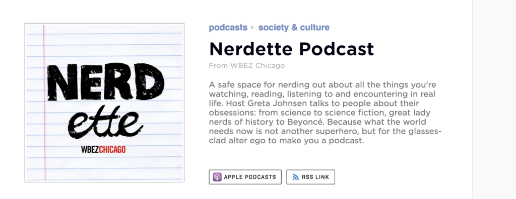 Nerdette Podcast Example (Screenshot)