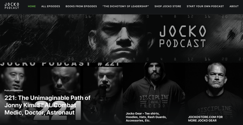 Jocko Podcast (Screenshot) Example of an Interview Podcast