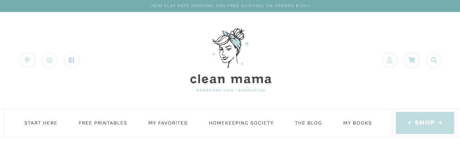 Clean Mama Homepage Screenshot (Menu Example)