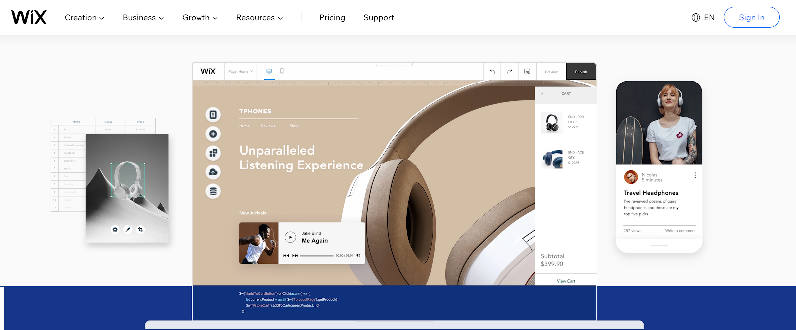 Wix Blogging Platform (Homepage Screenshot)