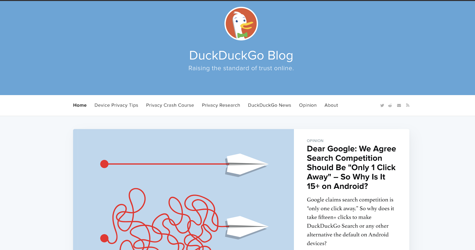 Duck Duck Go Ghost Powered Blog Example (Screenshot)
