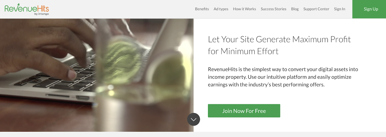 RevenueHits Blog Ad Network (Homepage Screenshot)