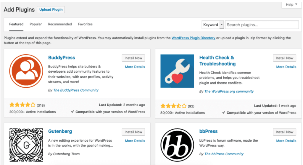WordPress Plugins (Add Plugin Page Screenshot)