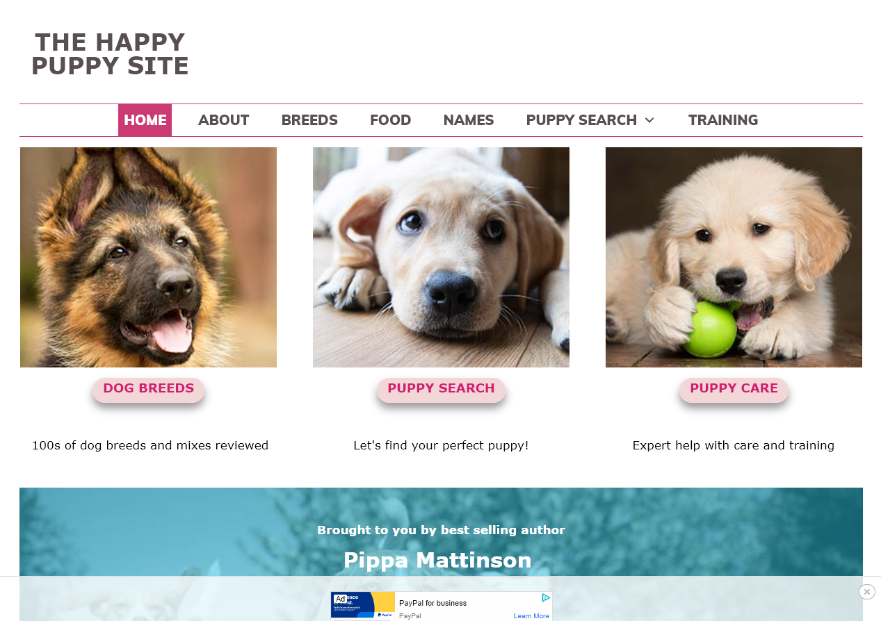The Happy Puppy Site (Pet Blog Examples) Screenshot