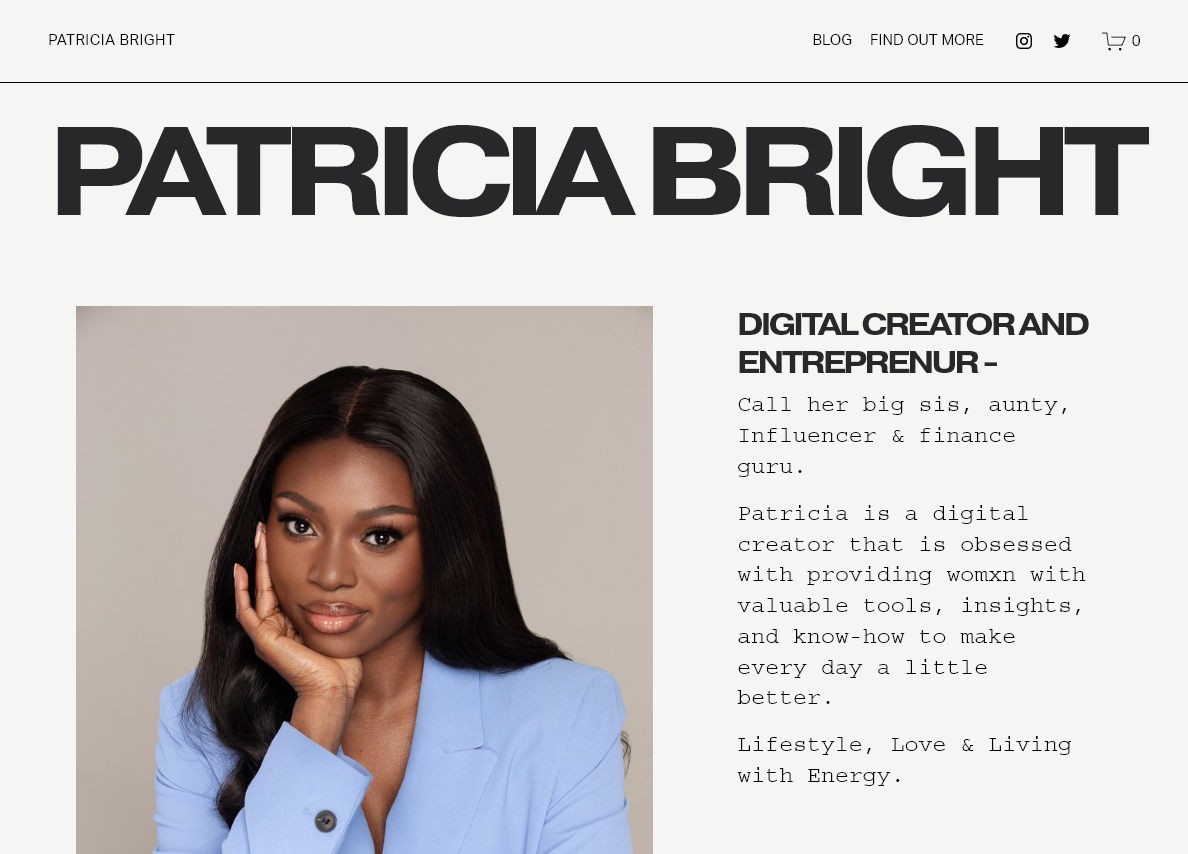 Screenshot of beauty blogger Patricia Bright's website